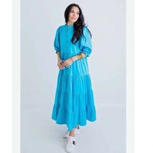 Karlie Satin Vibrant Blue Maxi Dress